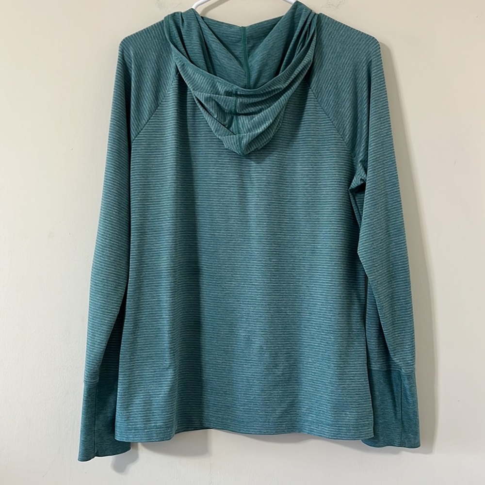 Eddie Bauer Green Striped Long Sleeve Lightweight Pullover Hoodie Size L - Picture 9 of 11